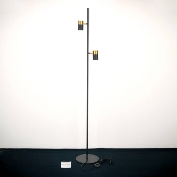 Stojacia lampa Kevin, dvojsvetlíková, čierna/zlatá