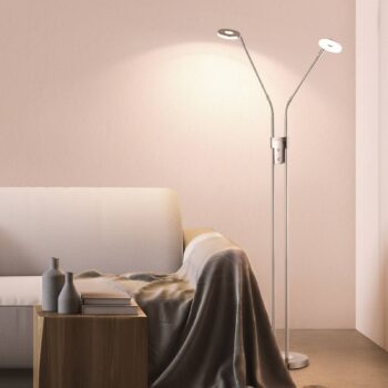 Stojacia lampa LED Dent, CCT, dvojsvetlá, nikel