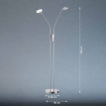 Stojacia lampa LED Dent, CCT, dvojsvetlá, nikel