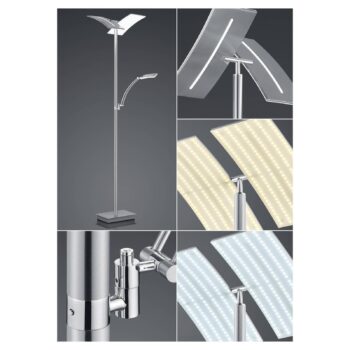 Stojacia lampa LED Dual s lampou na čítanie, nikel