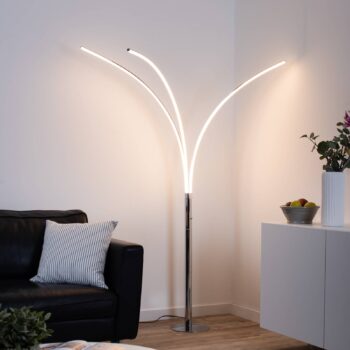 Stojacia lampa LED Maja, trojsvetlíková, chróm