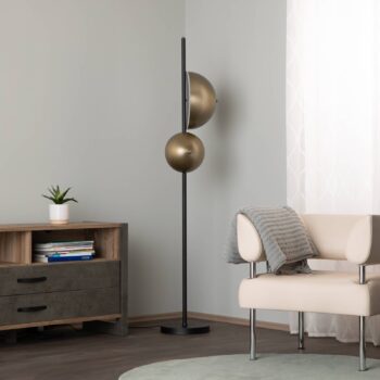 Stojacia lampa LM-9113-2BSY, čierna, kov, výška 180 cm, E14