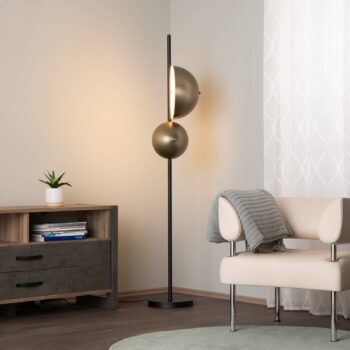Stojacia lampa LM-9113-2BSY, čierna, kov, výška 180 cm, E14
