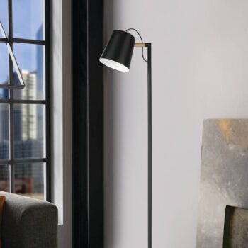 Stojacia lampa Lacey, výška 159,5 cm, čierna, oceľ