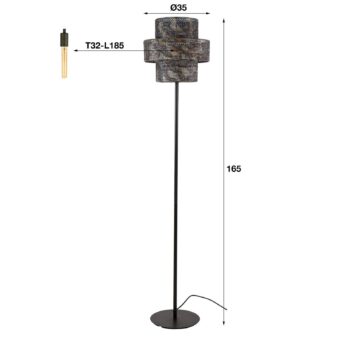 Stojacia lampa Lantern, čierna/opálená, výška 165 cm, kov