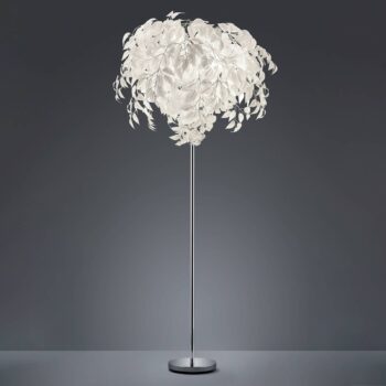 Stojacia lampa Leavy, výška 180 cm, chróm/biela, kov/plast
