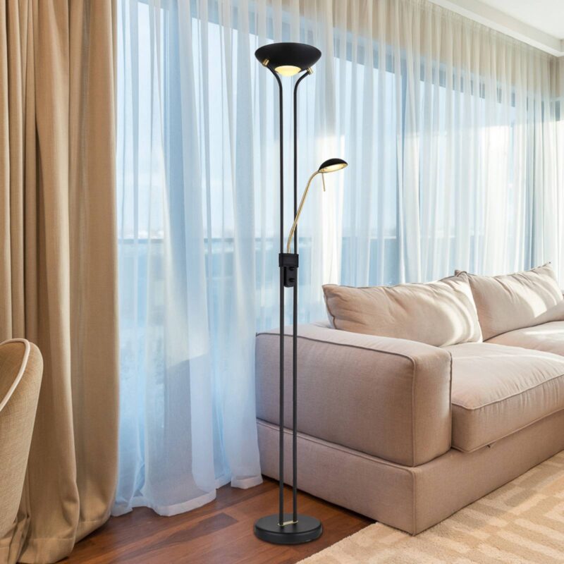 Stojacia lampa Leonas mosadzná/čierna Stojacia lampa Leonas mosadzná/čierna