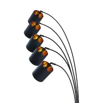Stojacia lampa Lindby Abiram, čierna/zlatá, textil, 70 cm