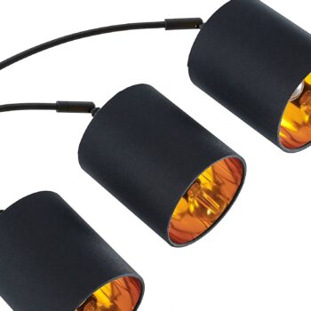 Stojacia lampa Lindby Abiram, čierna/zlatá, textil, 70 cm