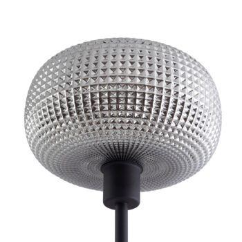 Stojacia lampa Lindby Aliette, čierna/sivá, sklo, svetlo na čítanie