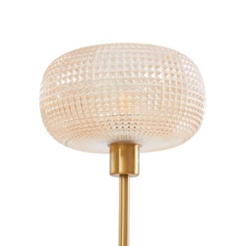 Stojacia lampa Lindby Aliette, zlatá/jantárová, sklo, svetlo na čítanie