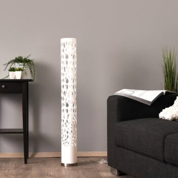 Stojacia lampa Lindby Alisea, 104 cm, biela, RGBW, diaľkové ovládanie