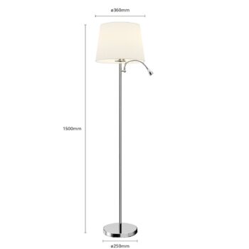 Stojacia lampa Lindby Benjiro, biela, textil, svetlo na čítanie, 150 cm