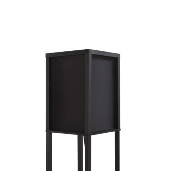 Stojacia lampa Lindby Birta, polica, drevo, čierna, 159 cm