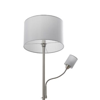 Stojacia lampa Lindby Colima, sivá, textilná, lampa na čítanie, 170 cm