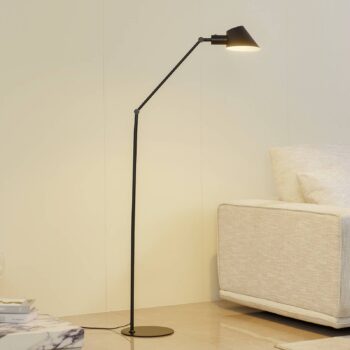 Stojacia lampa Lindby Corali, čierna, kov, výška 176,5 cm