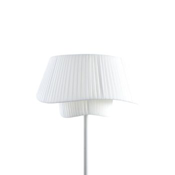Stojacia lampa Lindby Eryndor, biela, textil, Ø 47 cm, E27