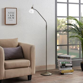 Stojacia lampa Lindby Gwendolin, 160 cm, sklo, E14, nastaviteľná