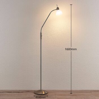 Stojacia lampa Lindby Gwendolin, 160 cm, sklo, E14, nastaviteľná