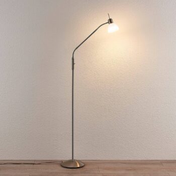 Stojacia lampa Lindby Gwendolin, 160 cm, sklo, E14, nastaviteľná