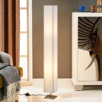 Stojacia lampa Lindby Janno, biela, textil, kov, 120 cm, E27