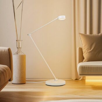 Stojacia lampa Lindby Jyla, biela, 2700K, GX53, železo