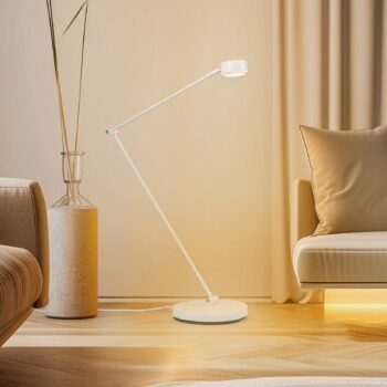 Stojacia lampa Lindby Jyla, biela, 4000K, GX53, železo