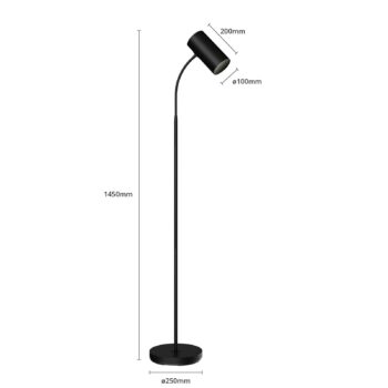 Stojacia lampa Lindby Karoli, čierna, 156 cm, kov, flexibilné rameno