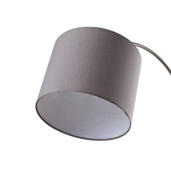 Stojacia lampa Lindby Keriba, nikel/taupe, látka, 150 cm, E27