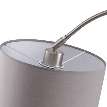 Stojacia lampa Lindby Keriba, nikel/taupe, látka, 150 cm, E27