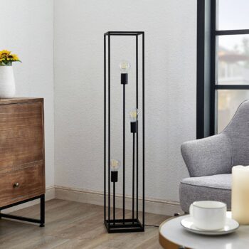 Stojacia lampa Lindby Krisha, čierna, kov, 3 svetlá, E27