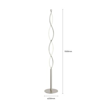 Stojacia lampa Lindby LED Auron, niklová farba, kov, dotykový stmievač