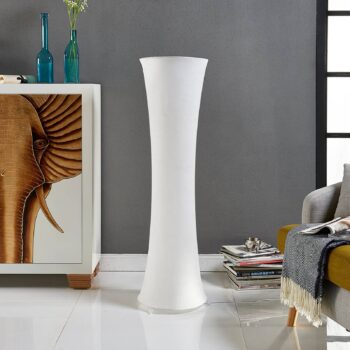 Stojacia lampa Lindby Liana, výška 123 cm, biela, textil