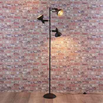 Stojacia lampa Lindby Lilly, čierna, kov, 170 cm, E14