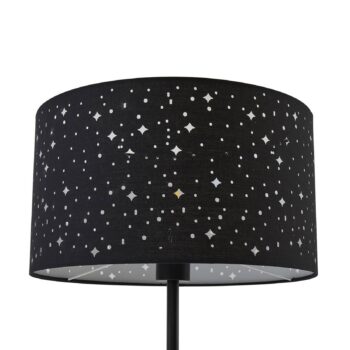 Stojacia lampa Lindby Melanie, čierna, látka, Ø 36 cm, 2 svetlá.