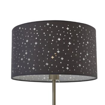 Stojacia lampa Lindby Melanie, sivá, látka, Ø 36 cm, 2 svetlá.
