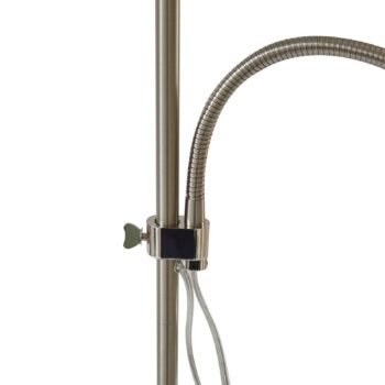 Stojacia lampa Lindby Melanie, sivá, látka, Ø 36 cm, 2 svetlá.