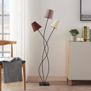 Stojacia lampa Lindby Melis, 130 cm, trojsvetlá, textil
