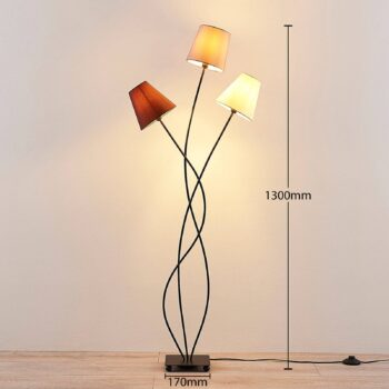 Stojacia lampa Lindby Melis, 130 cm, trojsvetlá, textil