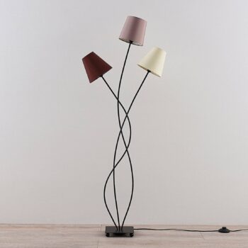 Stojacia lampa Lindby Melis, 130 cm, trojsvetlá, textil