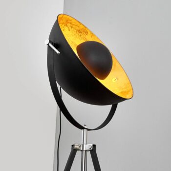 Stojacia lampa Lindby Mineva. čierna/zlatá, kov, výška 180 cm