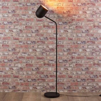 Stojacia lampa Lindby Morik, 1 svetlo, čierna/zlatá, kov