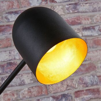 Stojacia lampa Lindby Morik, 1 svetlo, čierna/zlatá, kov
