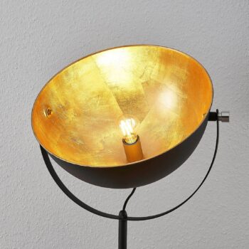 Stojacia lampa Lindby Muriel, 1 svetlo, čierna/zlatá, kov