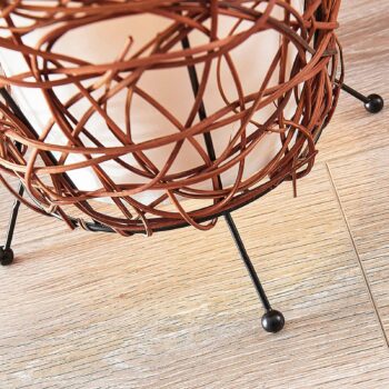 Stojacia lampa Lindby Nias, výška 111 cm, ratan, textil