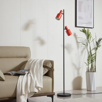 Stojacia lampa Lindby Ovelia, oranžová/čierna, kov, E27