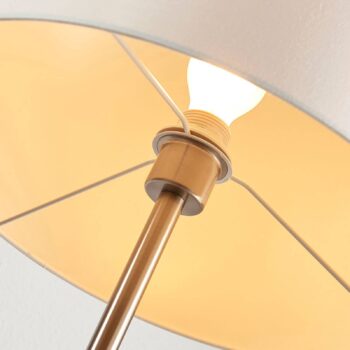 Stojacia lampa Lindby Parsa, biela, textil, výška 167 cm, E27