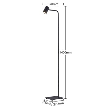 Stojacia lampa Lindby Sanad, výška 140 cm, čierna, kov, GU10