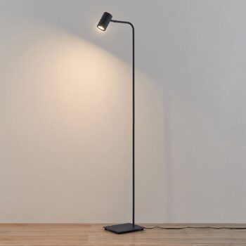 Stojacia lampa Lindby Sanad, výška 140 cm, čierna, kov, GU10