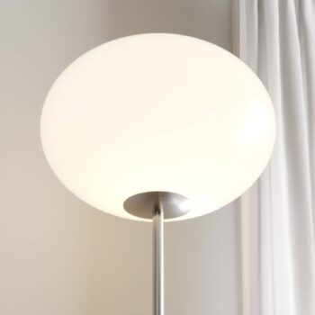 Stojacia lampa Lindby Sonika, 175 cm, farba niklu, sklo, E27
